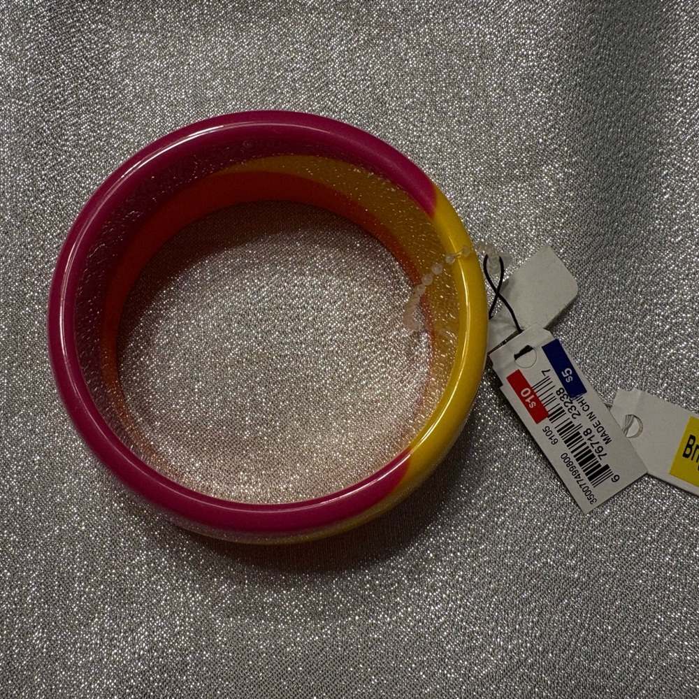 Pink and Yellow Bangle Bracelet
